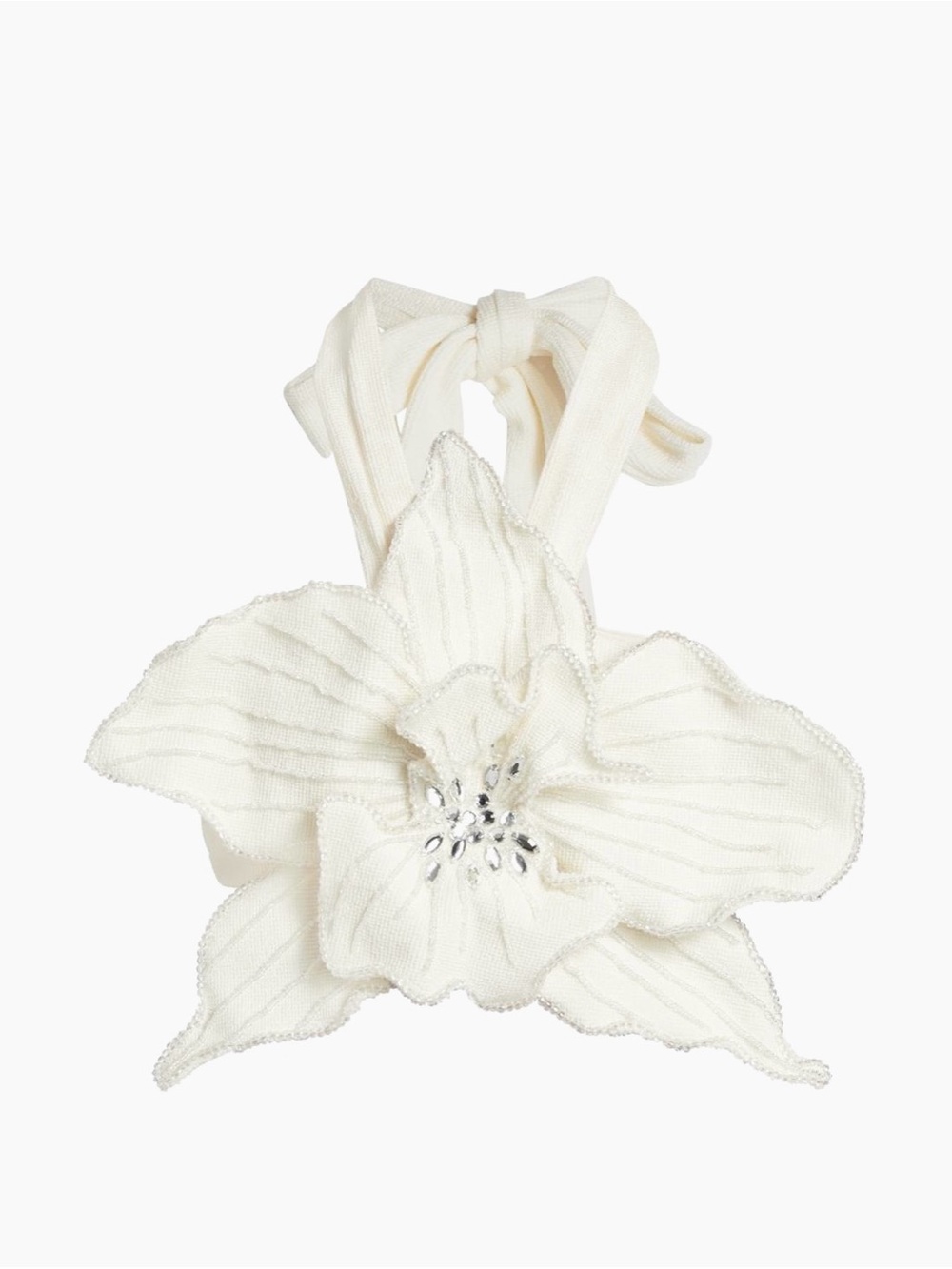 PatBO - White Floral Ruffle Crop Top